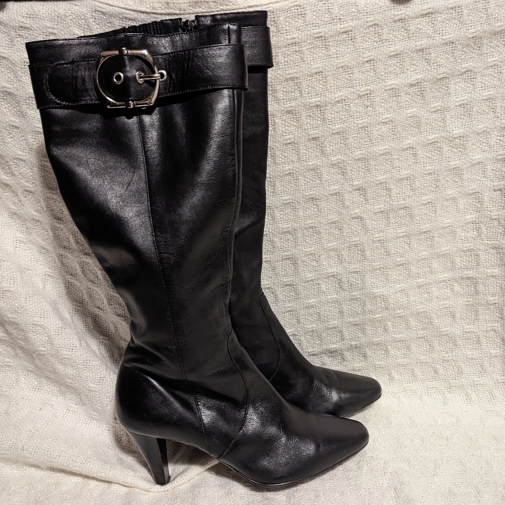 Antonio Melani Leather Tall Black Boots in Size 7